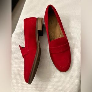 Clarks red suede loafers size 9 EUC worn once